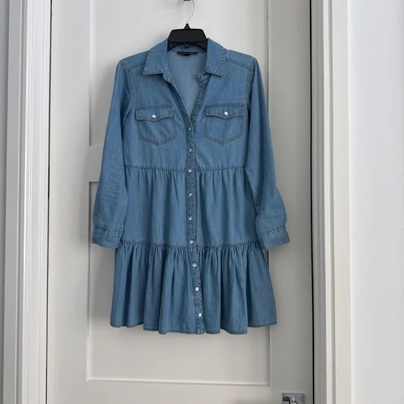 Boston Proper Denim Mini Dress - Picture 2 of 8